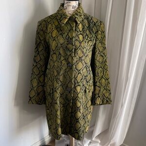 Versace Jeans Couture Olive Snake Print Faux Fur Coat